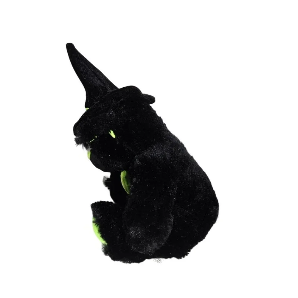 Fiesta Black Zombie Cat with Green Accents & Witch Hat and Blood‎ Shot Eyes